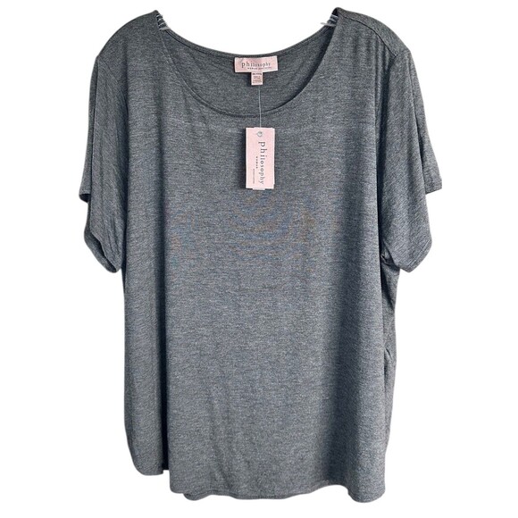 Philosophy Tops - Philosophy Women's Sleeve Tee Top Rayon Plus Size 3X Charcoal Heather